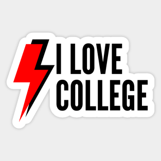 I love college Lightning Bolt Sticker